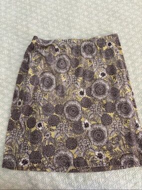 J. Jill Yellow and Black Floral Pencil Skirt